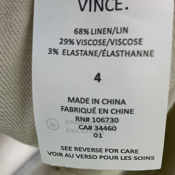 Vince Women's Linen Blend Cargo Jogger Trouser Pants Khaki Sz 4 - Picture 12 of 13